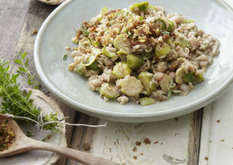 Risotto de coles de Bruselas