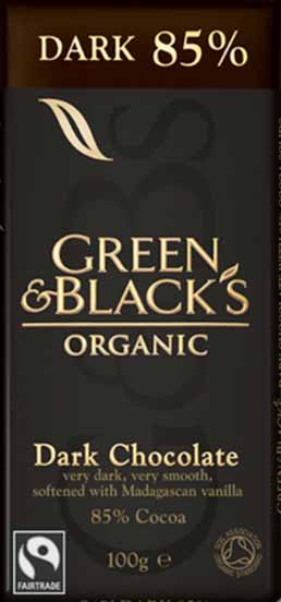 Barra de Chocolate Negro Ecológico 85% Verde y Negro.