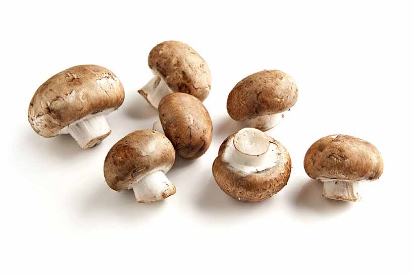 Imagen de hongos cremini (Agaricus bisporus).