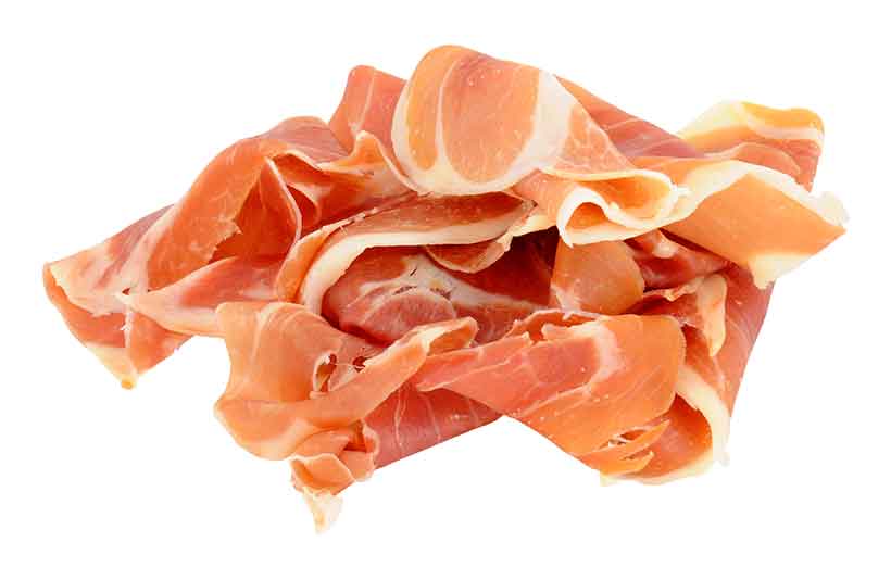 Un montón de chips de carne Prosciutto.