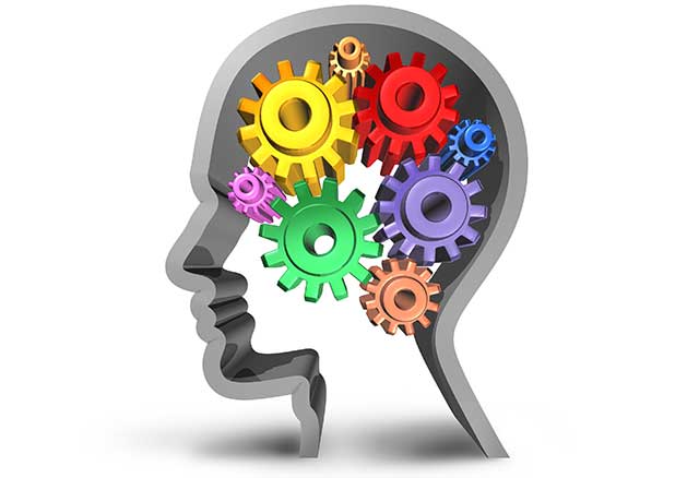 Cogs dan forma a la cabeza humana - Tema de salud cognitiva.