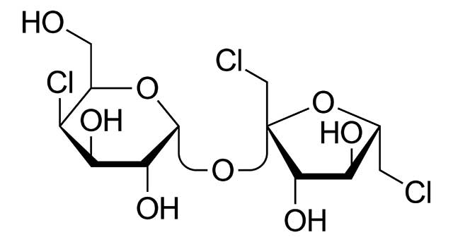 Estructura molecular de la sucralosa.